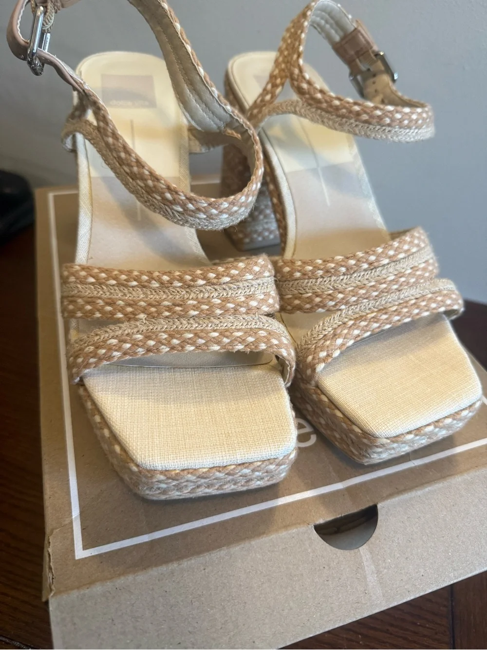 Dolce Vita Alex Beige Braided Platform Sandals NEW